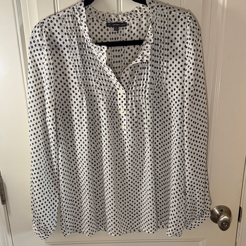 Adrianna Papell Black and White Polka Dot Blouse